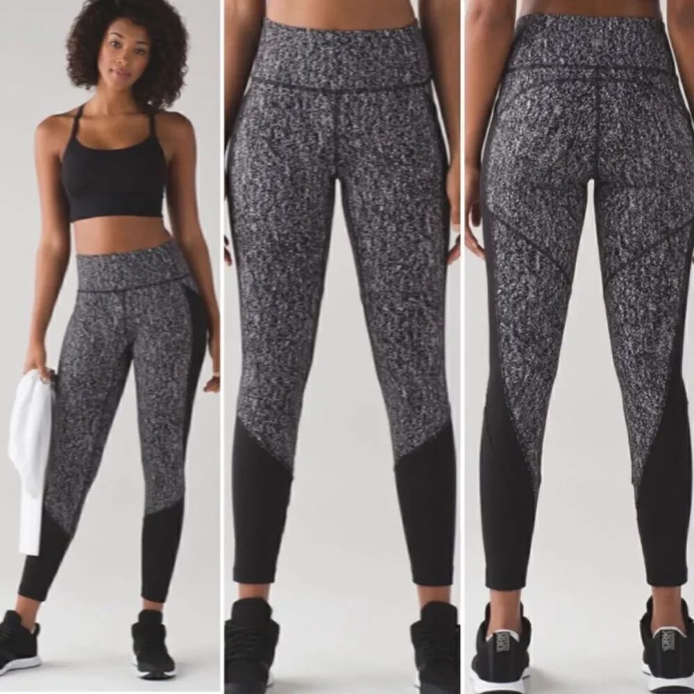 Lululemon Black and White Black Mesh Panel Tights Size 2